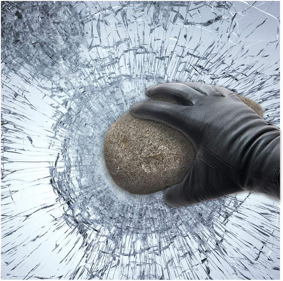 rock smashing a glass