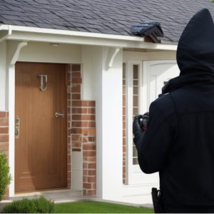 person looking on a front door